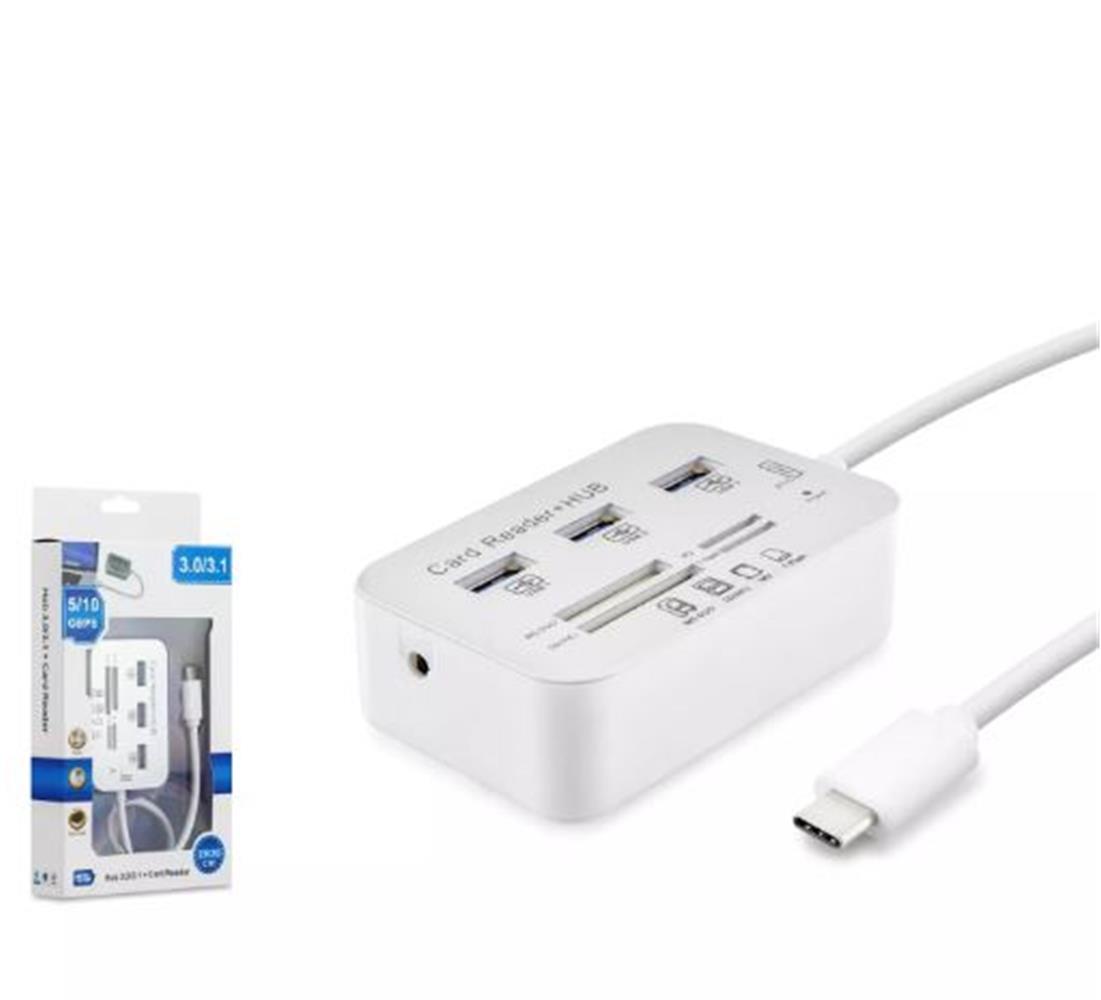 HADRON HDX7029 TYPE-C HUB COMBO 3*USB3.0 + MS + SD + M2 + TF 20CM 7IN1 BEYAZ