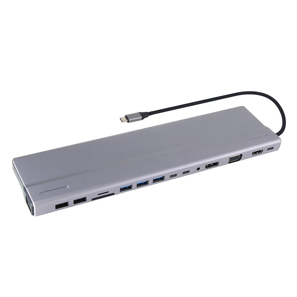 Vcom CU4703 Type-C To USB3.0*3+USB2.0*2+VGA+RJ45+SD+TF+Audio+HDMI+DP+USB-C DATA*2+USB-C Çoklayıcı - görsel 2