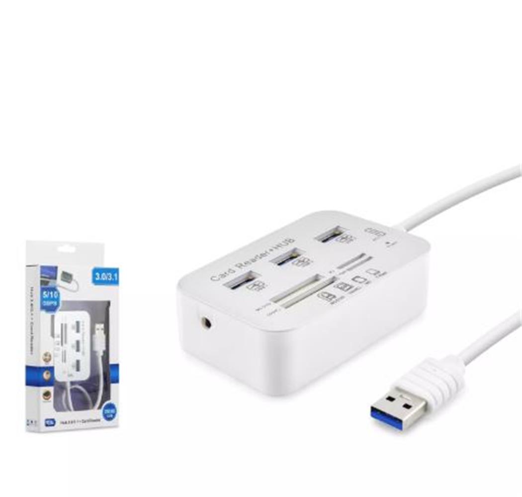 HADRON HDX7028 USB 3.0 Combo Hub Kart Okuyucu 7 Port 5 Gbps Beyaz
