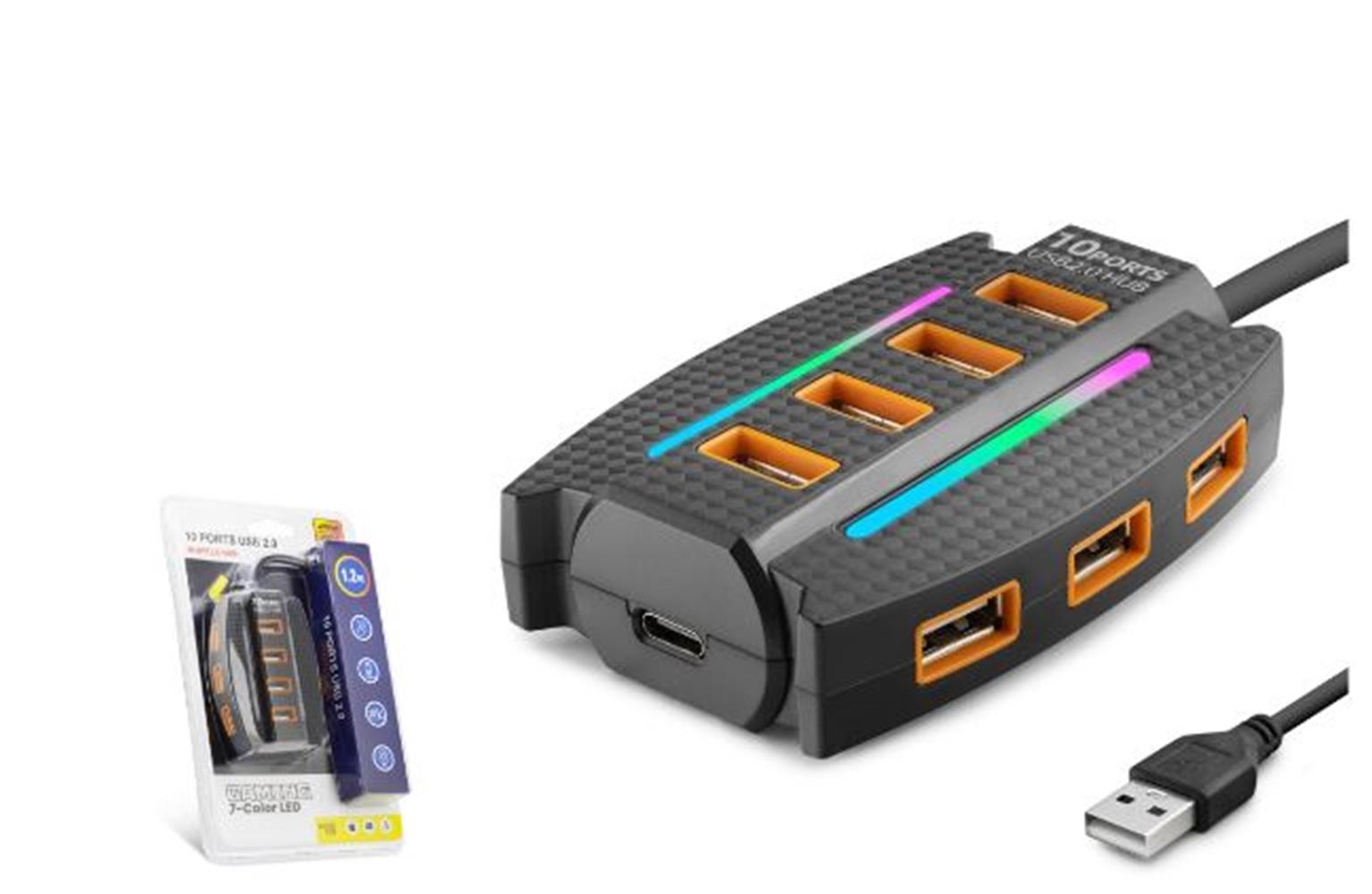 Hadron Hdx7036 Usb Hub 2.0 10*Usb 1.2M Siyah