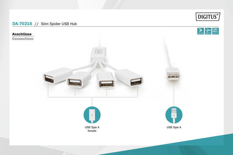 Digitus DA-70216 4 Port USB 2.0 Hub - görsel 3