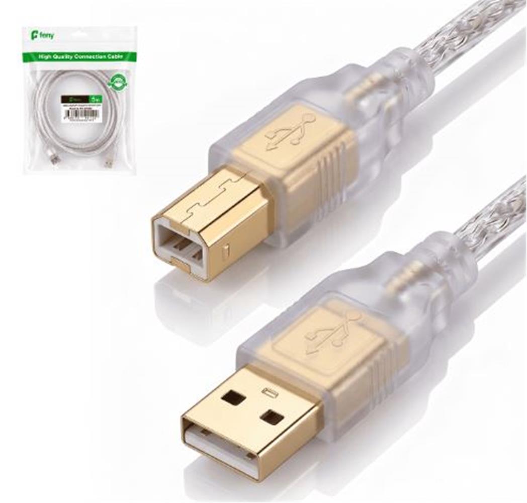 Feny FN-U3015 USB2.0 AM/BM Şeffaf 100% Bakır Pri·nter Yazıcı Kablosu 1.5M