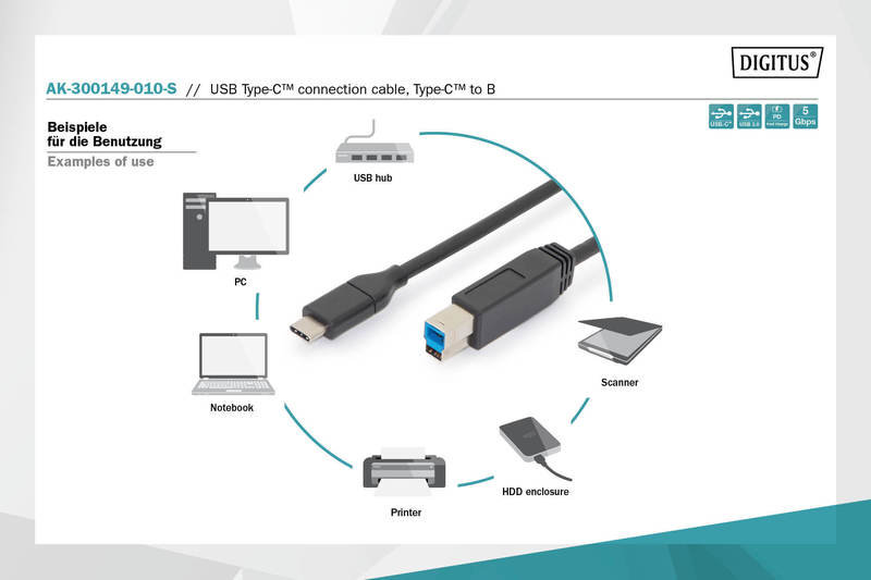 Digitus AK-300149-010-S USB Tip-C Bağlantı Kablosu - görsel 4