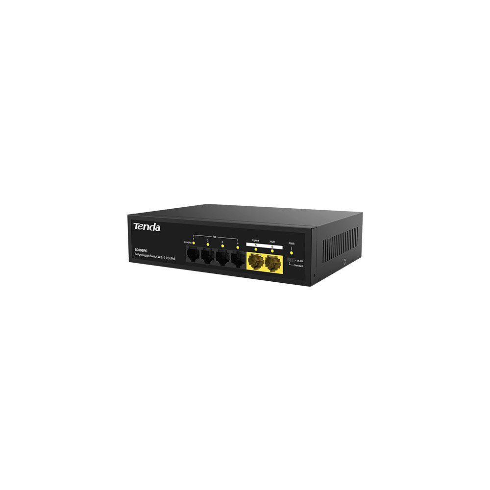 Tenda SG106PC 6 Port 4 Port Poe+ 10/100/1000 2 Port Uplink Switch Çelik Kasa - görsel 2