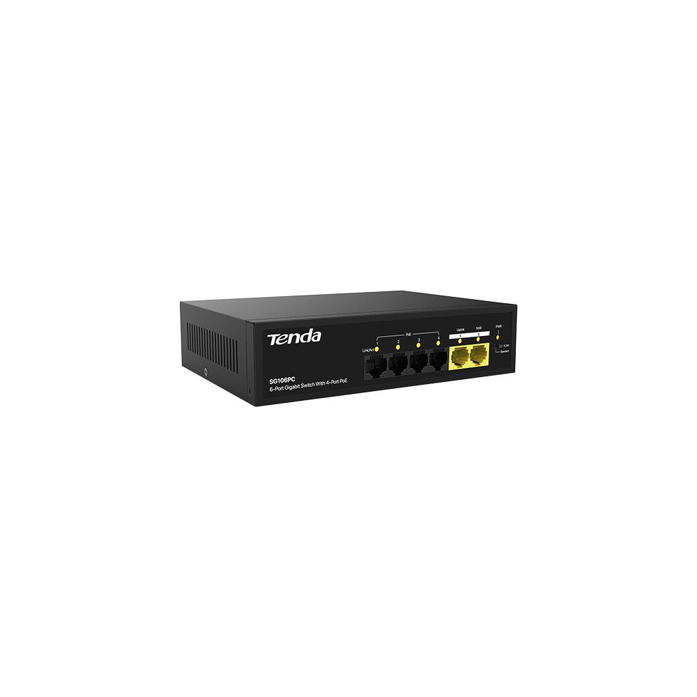 Tenda SG106PC 6 Port 4 Port Poe+ 10/100/1000 2 Port Uplink Switch Çelik Kasa - görsel 3