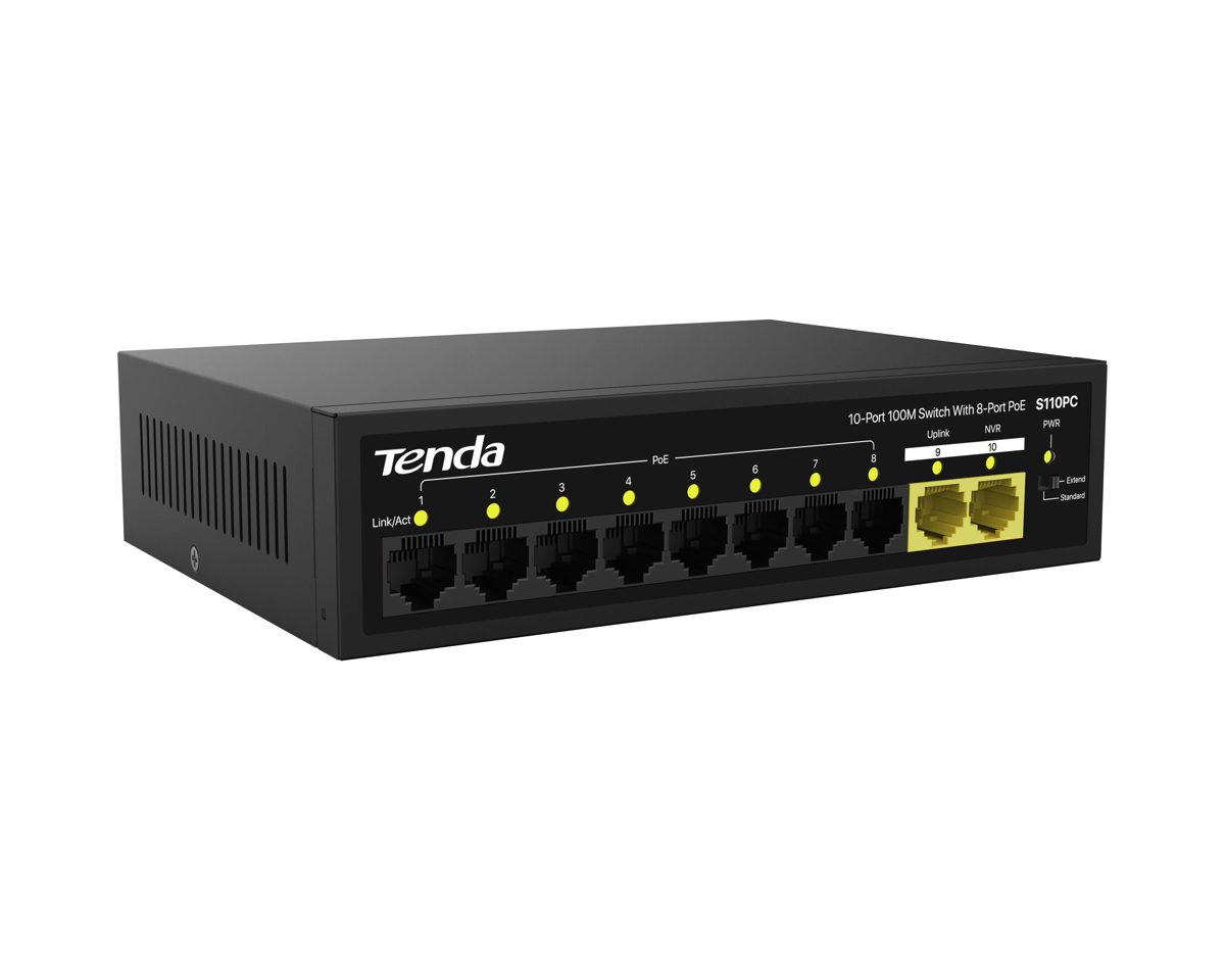 Tenda S110GPC 10-Port 1000M Lite PoE Switch 8-Port PoE Switch - görsel 2
